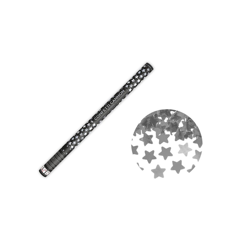 Canon à confettis avec étoiles - argent - 80cm