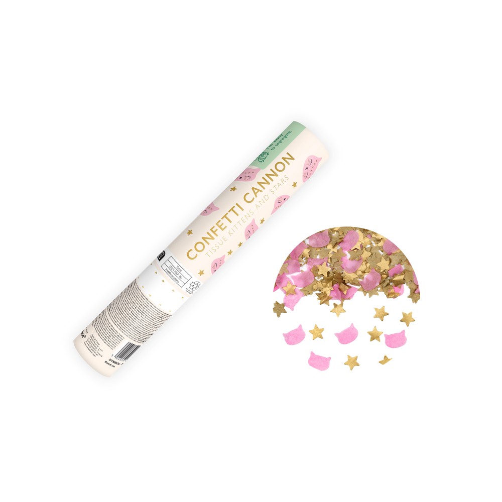 Tube à étoiles et confettis - chat