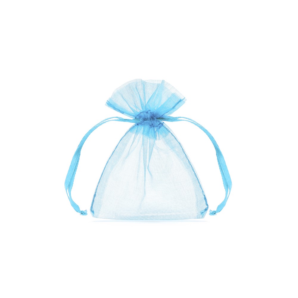 10 Sachets en organza - bleu - 10cm
