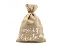 Sac en jute de Joyeux Noël - blanc