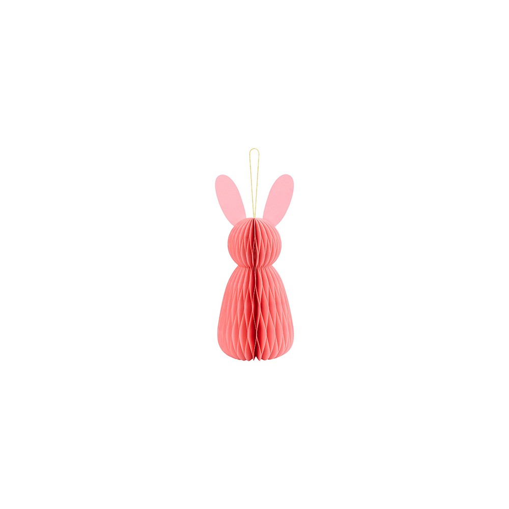 Décoration en papier honeycomb Lapin - rose - 30 cm