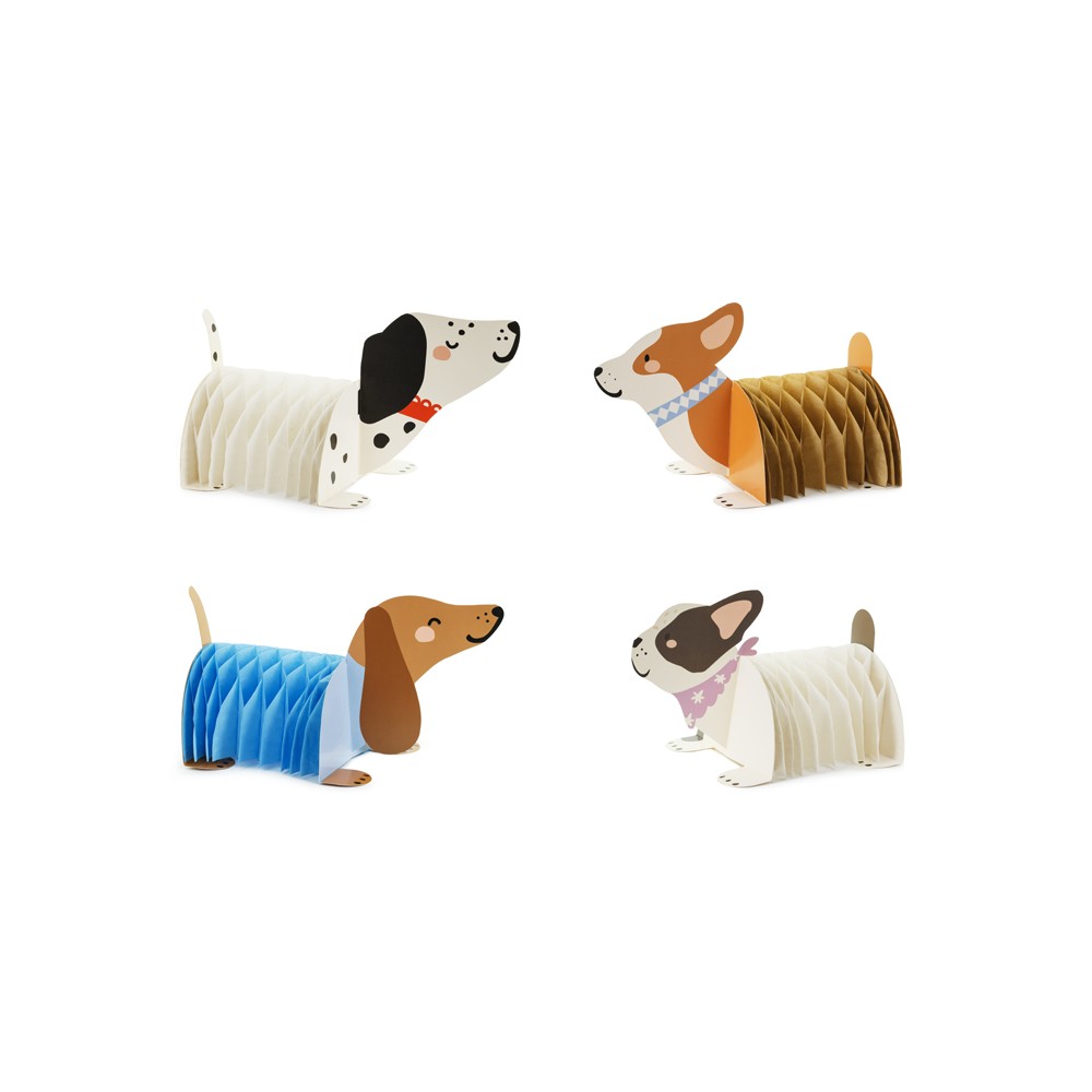 4 Décorations en papier alvéolé Chiens