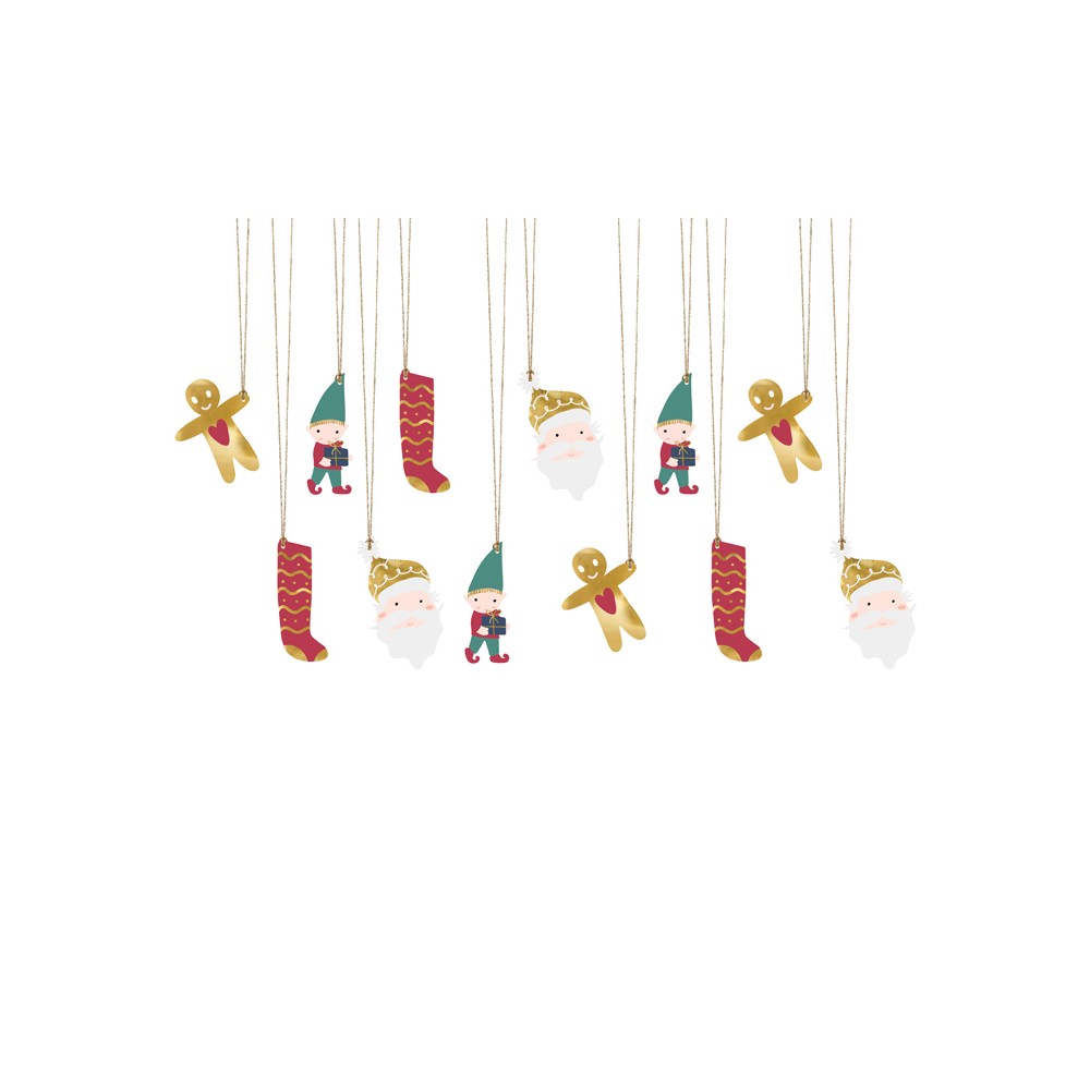 12 Etiquettes cadeaux Père Noël
