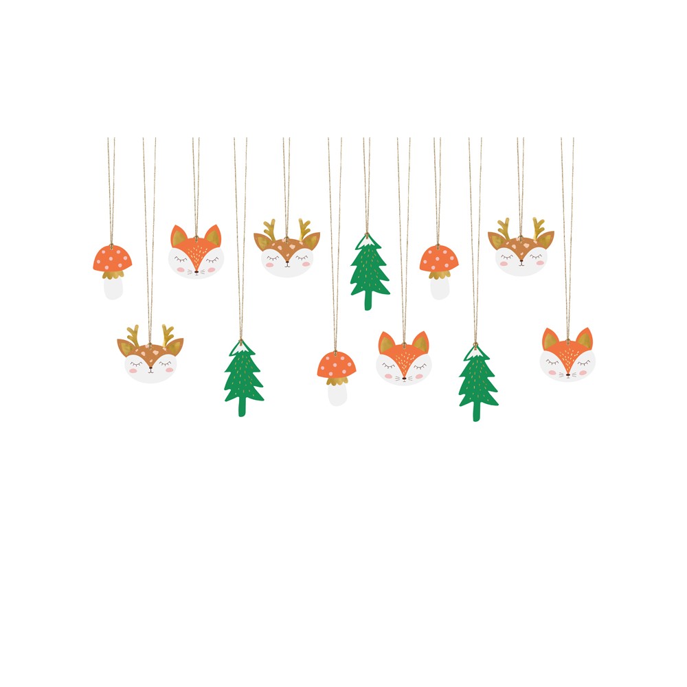 12 Etiquettes à cadeaux Forest