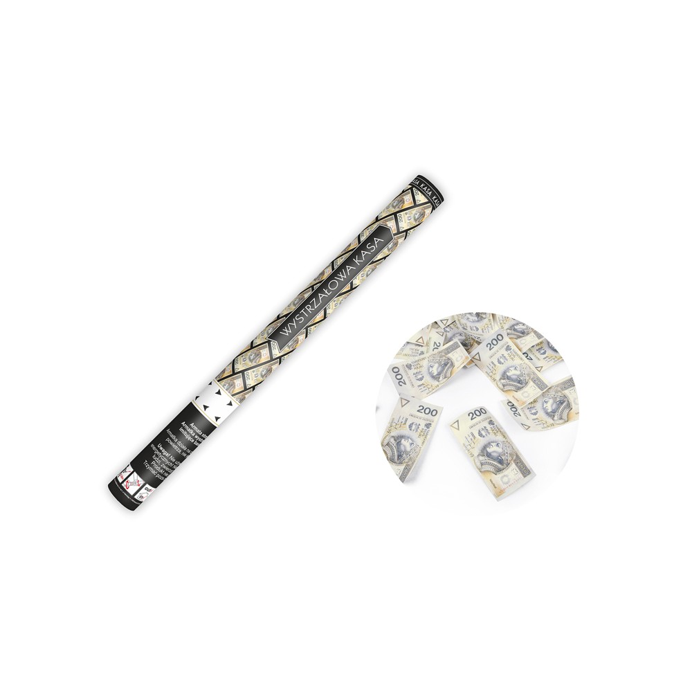 Canon à confettis avec billets de 200 PLN, 60 cm, mix
