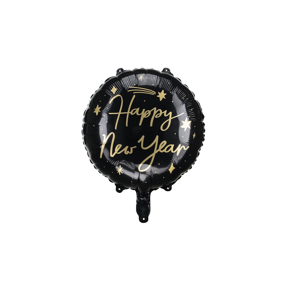 Ballon en aluminium Happy New Year, 45 cm, noir