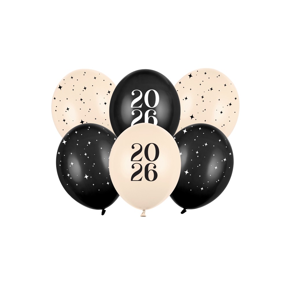 Ballons 30 cm, Happy New Year 2026, Pastel Mix
