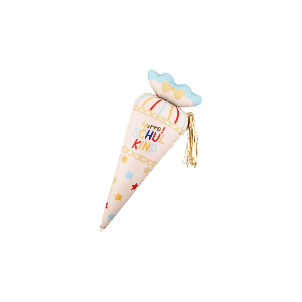 Ballon en aluminium cornet scolaire Hurra Schulkind, 34,5x99 cm, crème