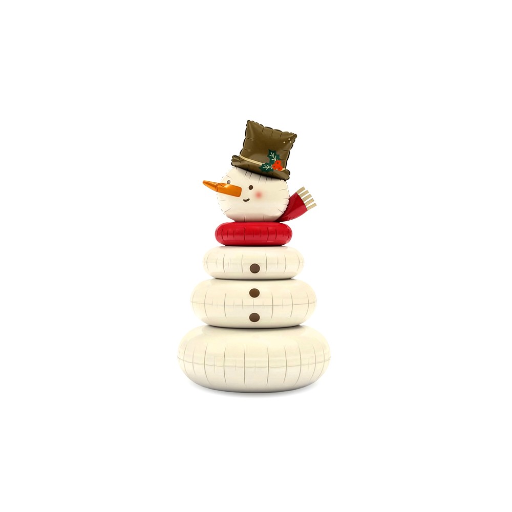 Ballon en aluminium Bonhomme de neige debout, 64,5x120 cm, beige
