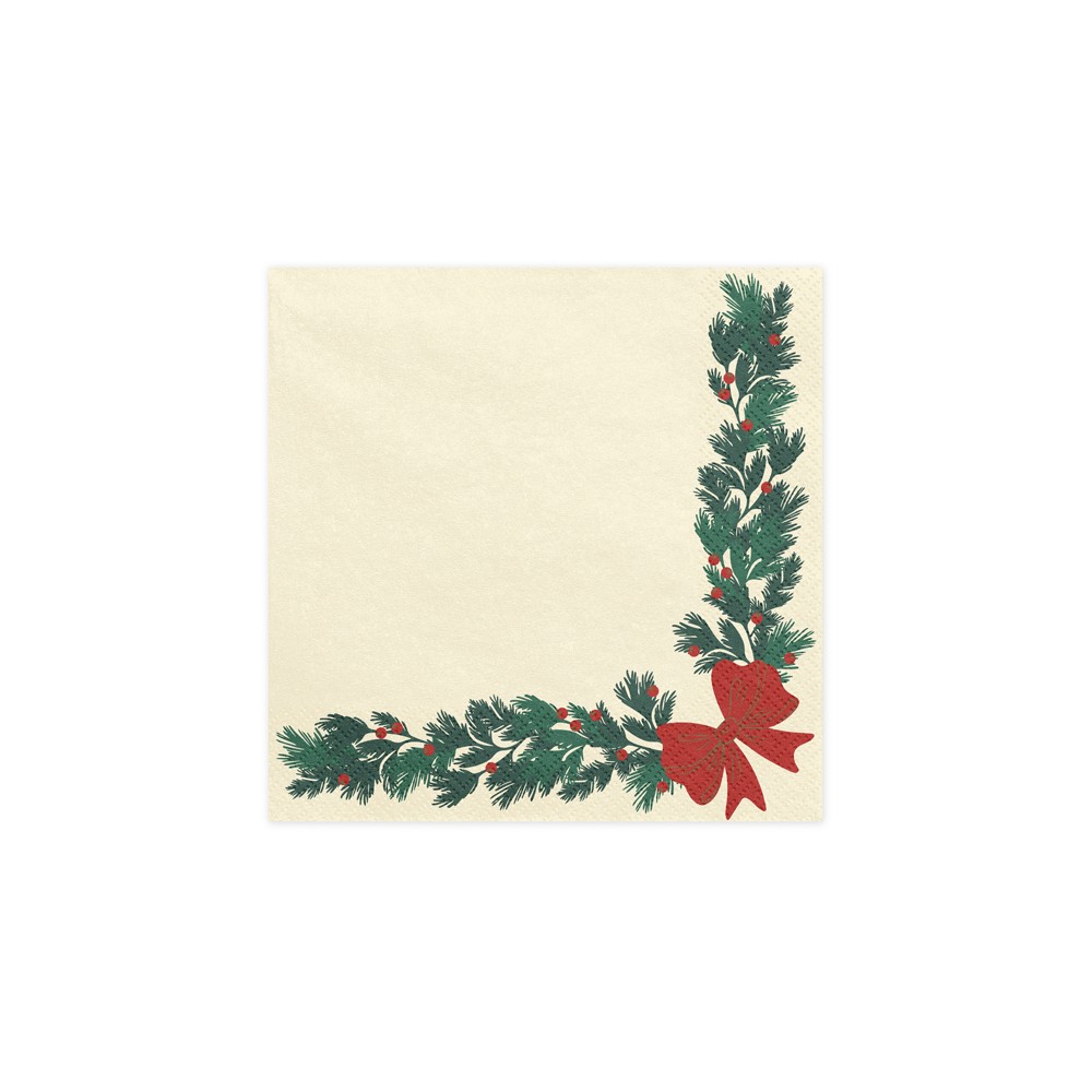 Serviettes Guirlande de Noël, 33x33 cm, beige