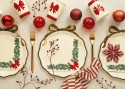 Serviettes Guirlande de Noël, 33x33 cm, beige