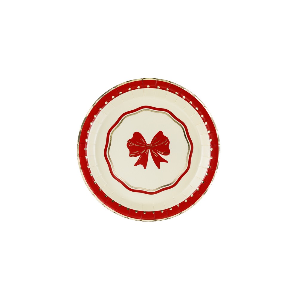 Assiettes Nœud, 18 cm, rouge-beige
