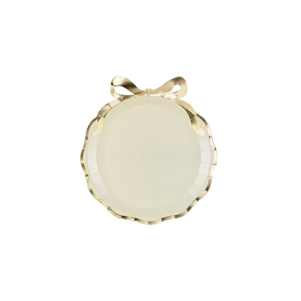 Assiettes avec nœud, 24x26.8 cm, beige-doré