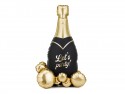 Ballon aluminium Bouteille bulles, 79x114 cm, noir-doré