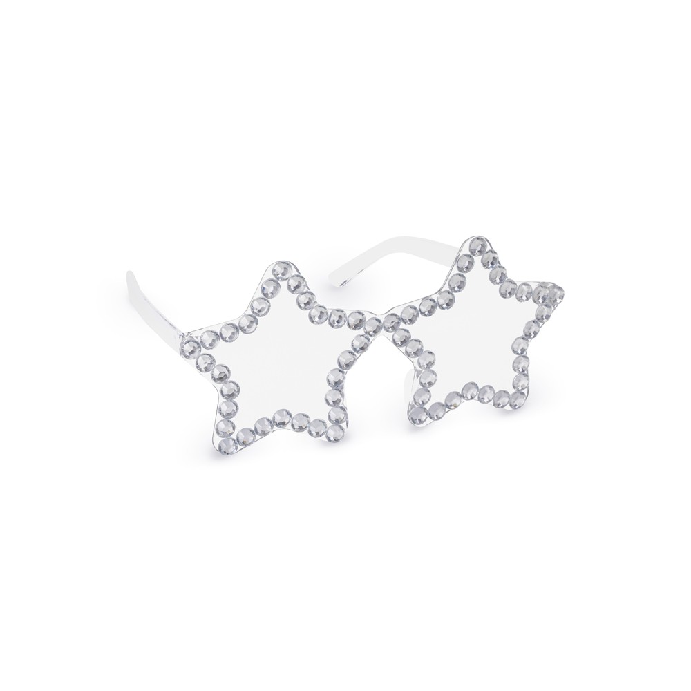 Lunettes Étoiles avec strass, 14.5x7 cm, argent