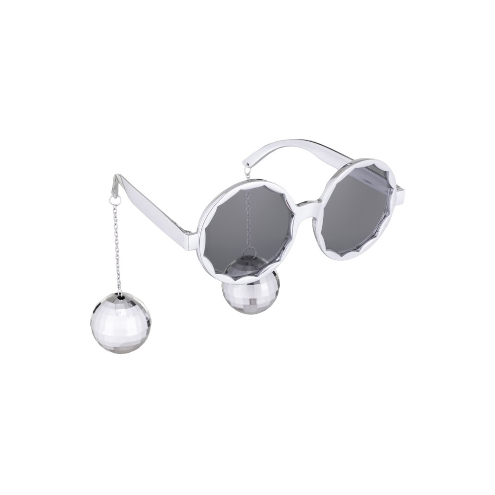 Lunettes Boules disco, 16x6.5 cm, argent