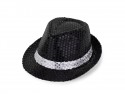 Chapeau à sequins avec bande, diamètre 27 cm, noir
