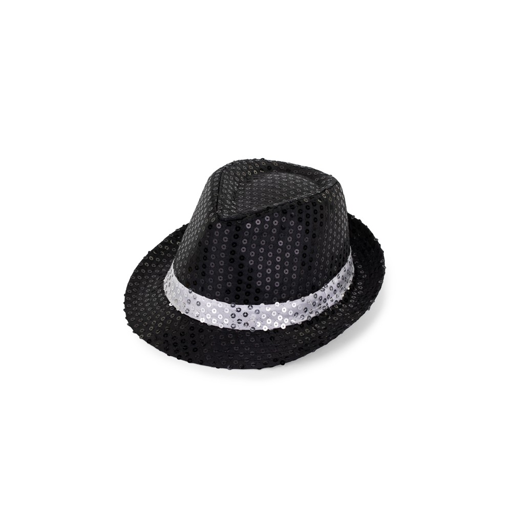 Chapeau à sequins avec bande, diamètre 27 cm, noir