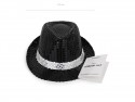 Chapeau à sequins avec bande, diamètre 27 cm, noir