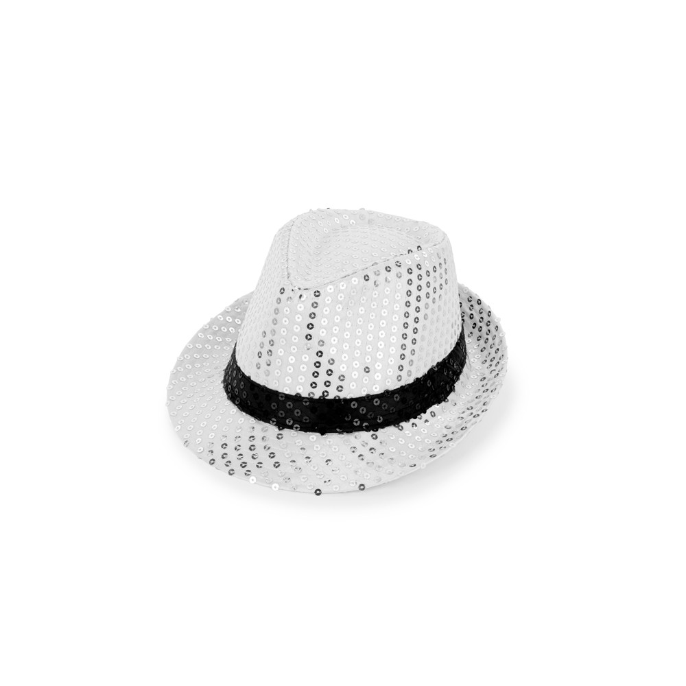 Chapeau à sequins avec bande, diamètre 27 cm, argent