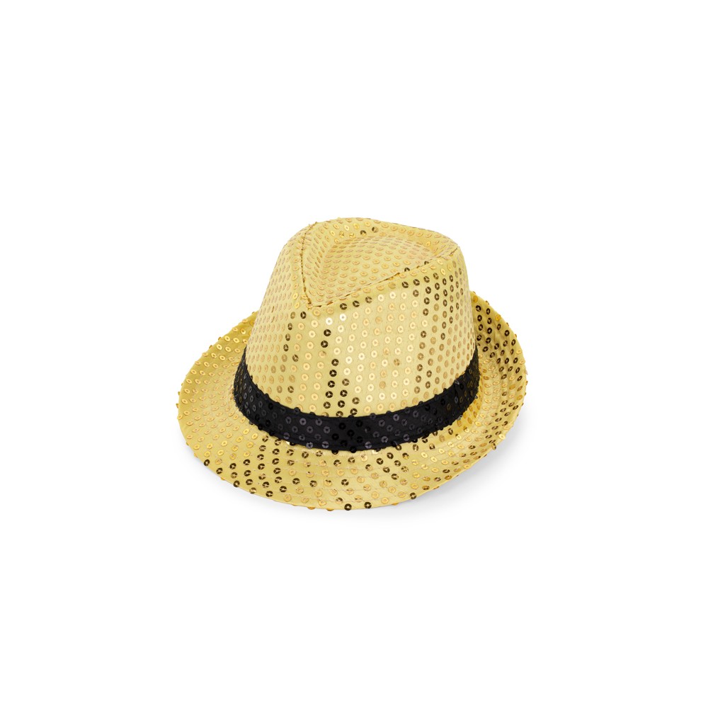 Chapeau à sequins avec bande, diamètre 27 cm, or