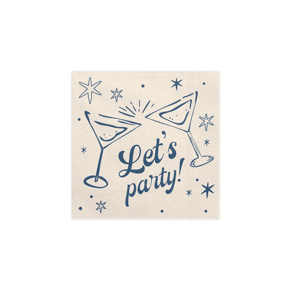 Serviettes Let's party!, 33x33 cm, beige