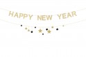 Bannière Happy New Year avec étoiles, 300 cm, or