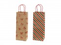 Sacs cadeaux Rayures et nœuds, 12.5x33.5x9 cm, kraft