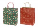 Sacs cadeaux Flocons et cloches, 26x32.5x12 cm, rouge et vert