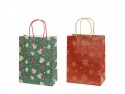 Sacs cadeaux Flocons et cloches, 19x25x10 cm, rouge et vert