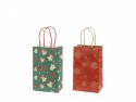Sacs cadeaux Flocons et cloches, 13x21x8 cm, rouge et vert