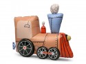 Ballon aluminium Train debout, 76x72 cm, marron