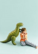 Ballon aluminium T-Rex debout, 93x79 cm, vert