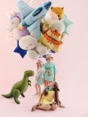 Ballon aluminium T-Rex debout, 93x79 cm, vert