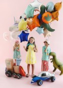 Ballon aluminium T-Rex debout, 93x79 cm, vert