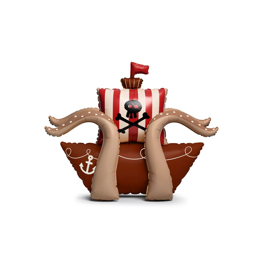 Ballon aluminium Bateau pirate debout, 120x91 cm, marron