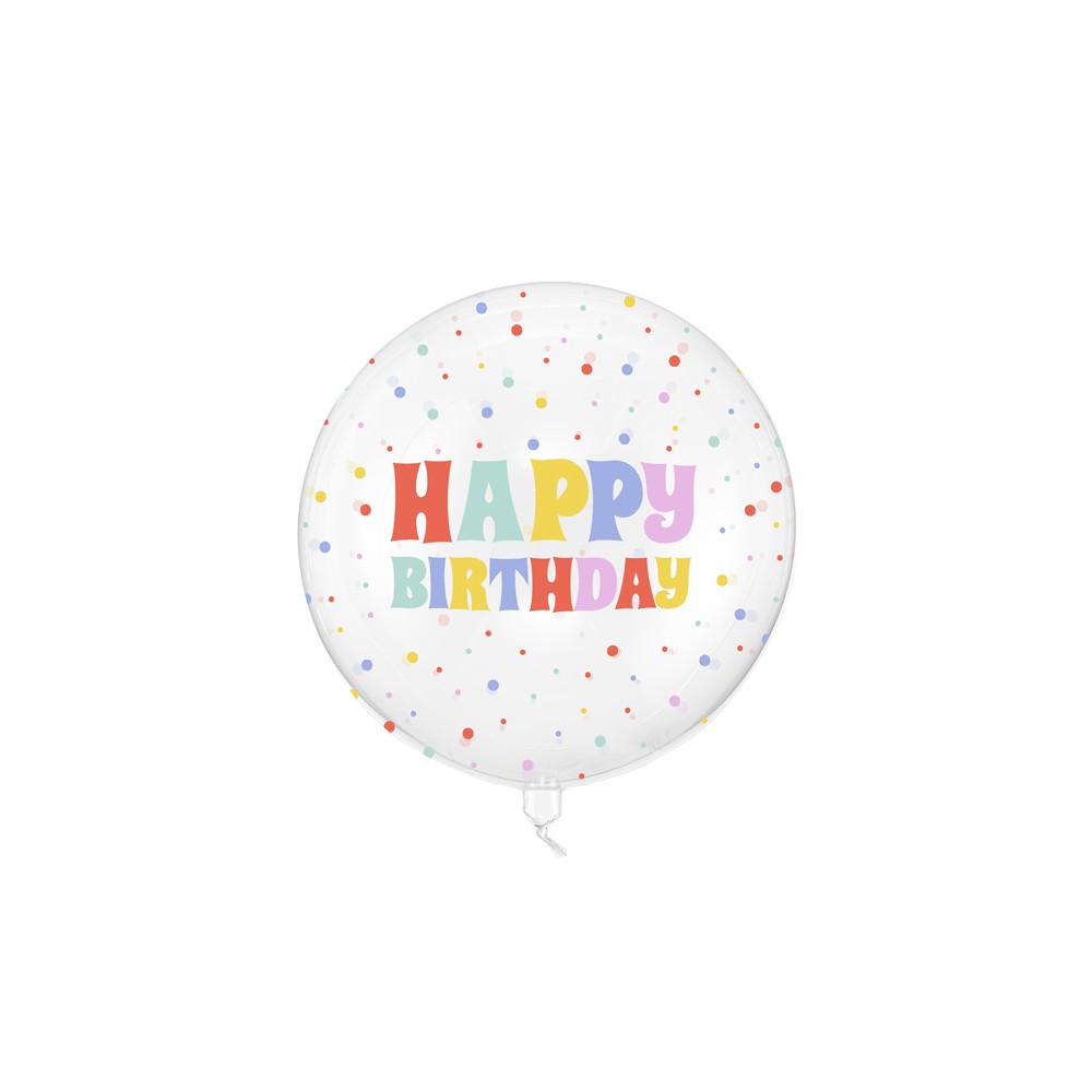 Ballon aluminium Bubble Happy Birthday, 60 cm, transparent