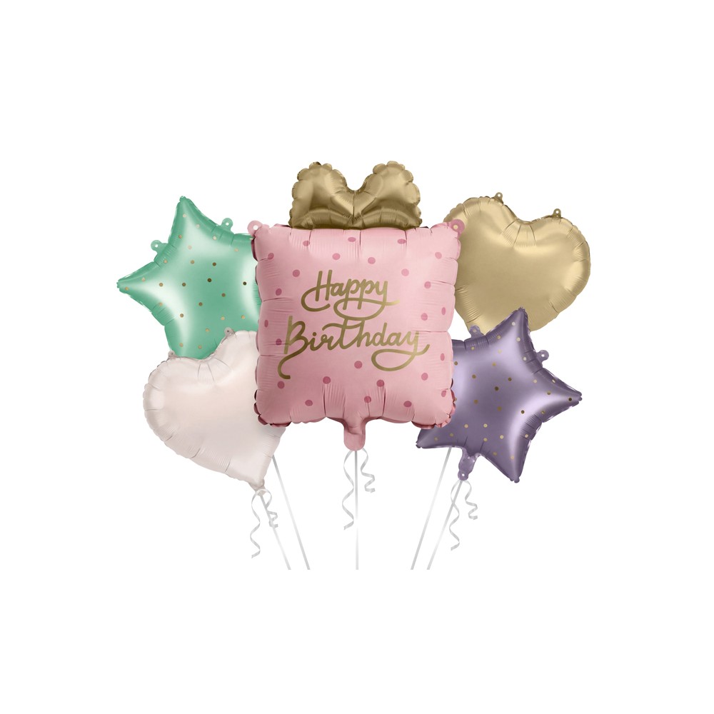 Lot de ballons aluminium Cadeau Happy Birthday, mix