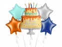 Lot de ballons aluminium Gâteau coloré Happy Birthday, mix