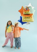 Lot de ballons aluminium Gâteau coloré Happy Birthday, mix