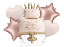 Lot de ballons aluminium Gâteau pastel Happy Birthday, mix