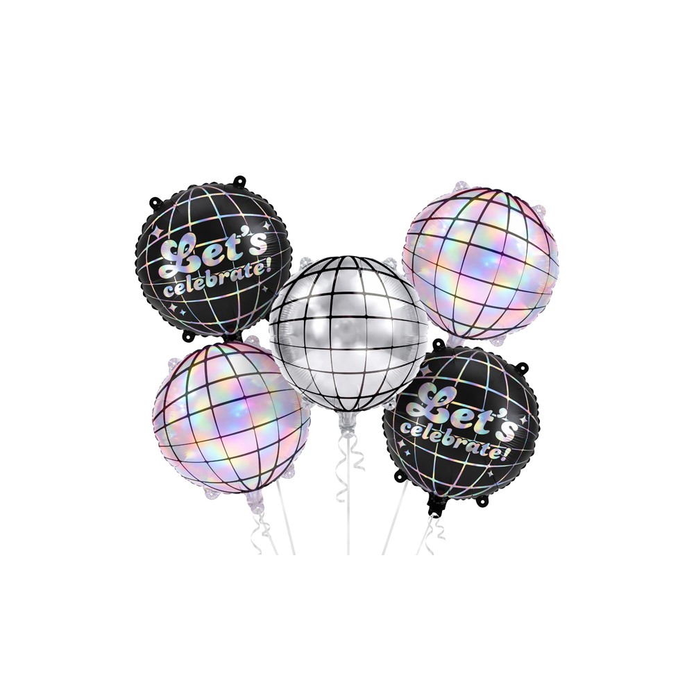 Lot de ballons aluminium Boules Disco, 35 cm, mix