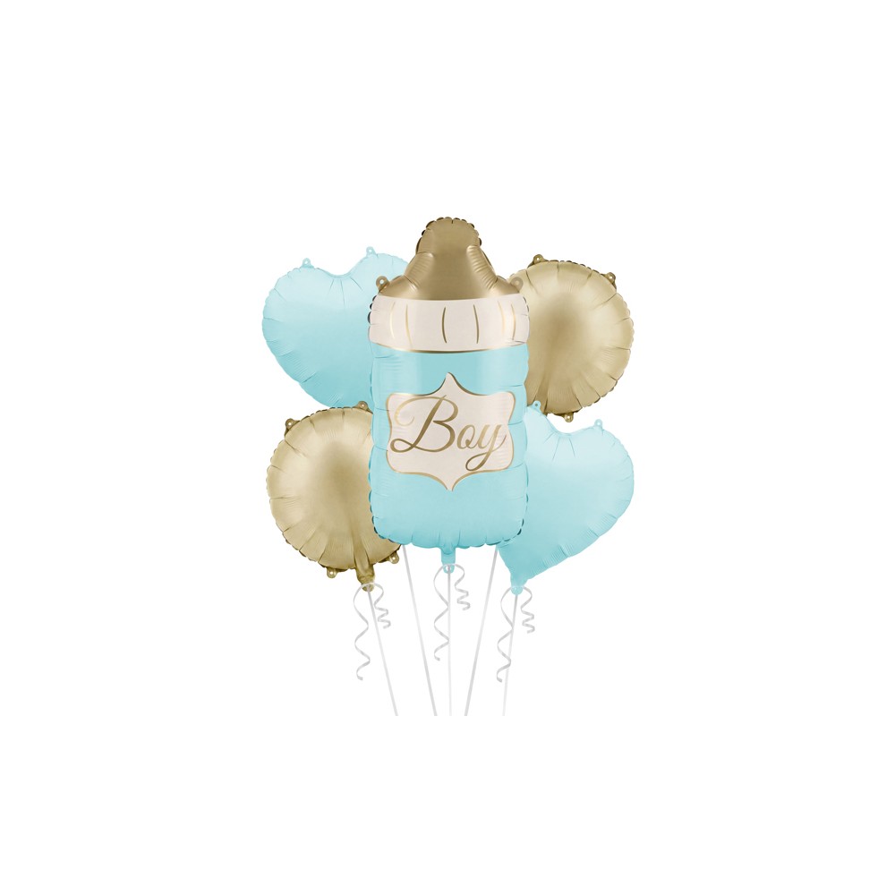 Lot de ballons aluminium Biberon Boy, bleu
