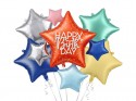 Lot de ballons aluminium Étoiles Happy Birthday, mix