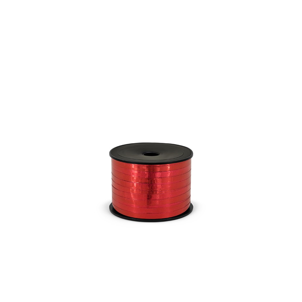 Ruban plastique métallisé, 5 mm/90m, rouge