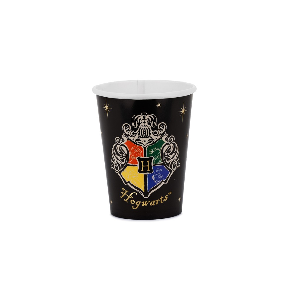 Gobelets en papier Harry Potter Blason de Poudlard, 250 ml, noirs
