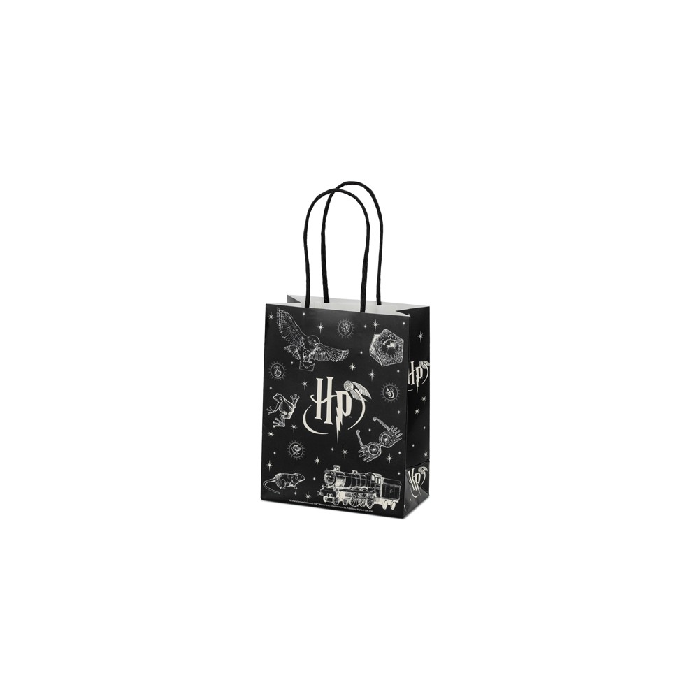 Sacs cadeaux en papier Harry Potter, 12x15.5x6 cm, noirs