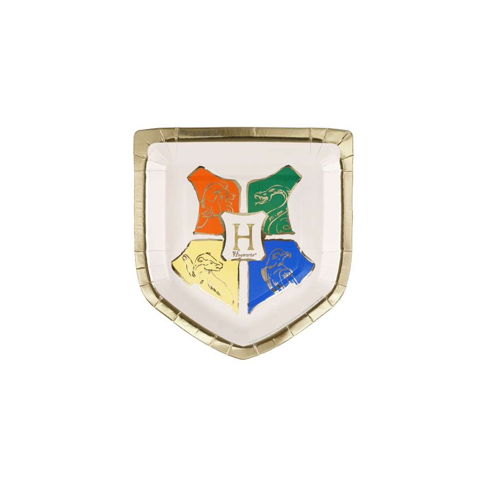 Assiettes en papier Harry Potter Blason de Poudlard, 26x18 cm, beige
