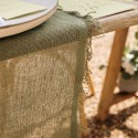 3 m chemin de table effiloché "sauge" - 30 cm