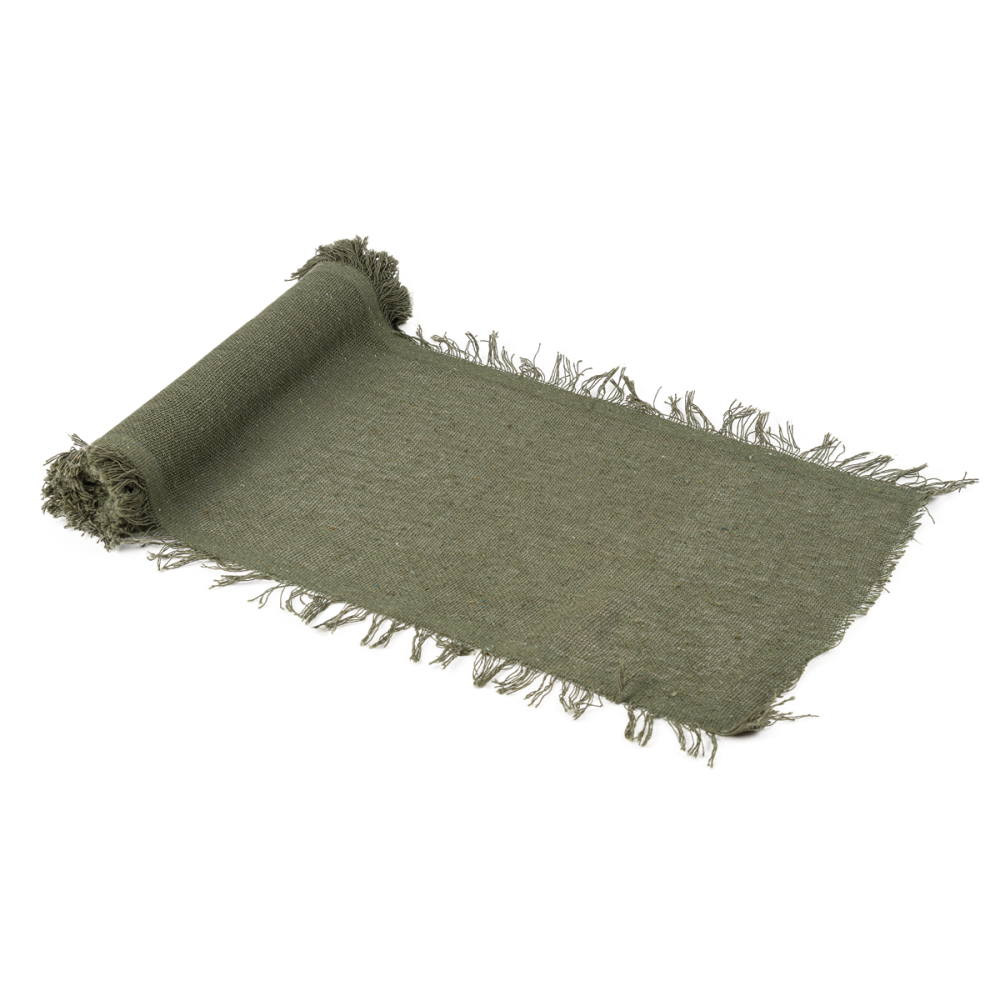 3 m chemin de table effiloché "sauge" - 30 cm